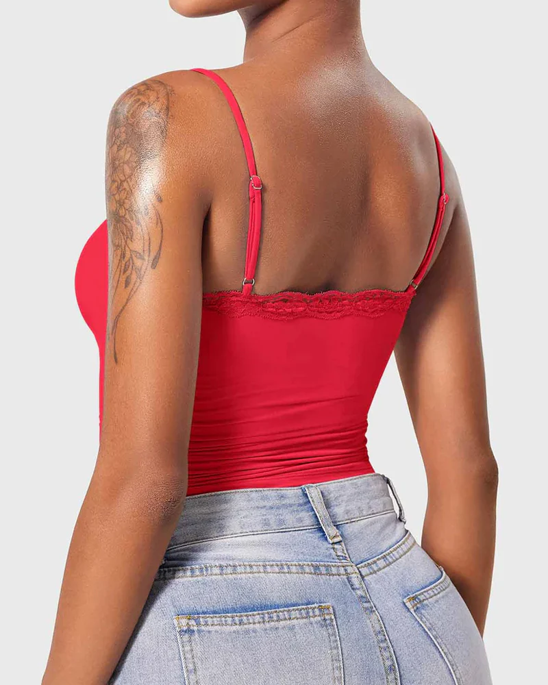 Padded Lace Cami Top Double Lined Sexy Tank Top - Image 26