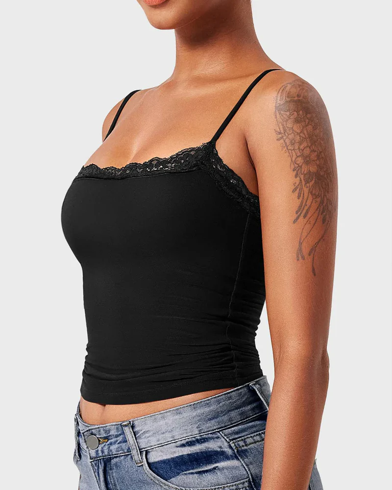Padded Lace Cami Top Double Lined Sexy Tank Top - Image 3