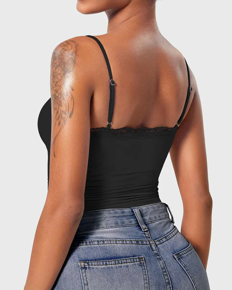 Padded Lace Cami Top Double Lined Sexy Tank Top - Image 4