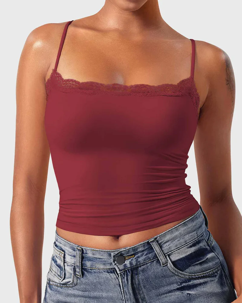 Padded Lace Cami Top Double Lined Sexy Tank Top - Image 7