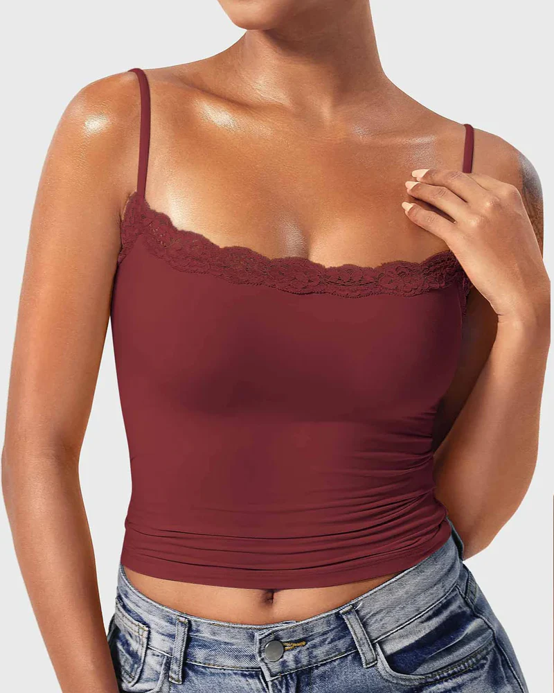 Padded Lace Cami Top Double Lined Sexy Tank Top - Image 8