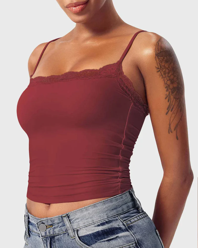 Padded Lace Cami Top Double Lined Sexy Tank Top - Image 9