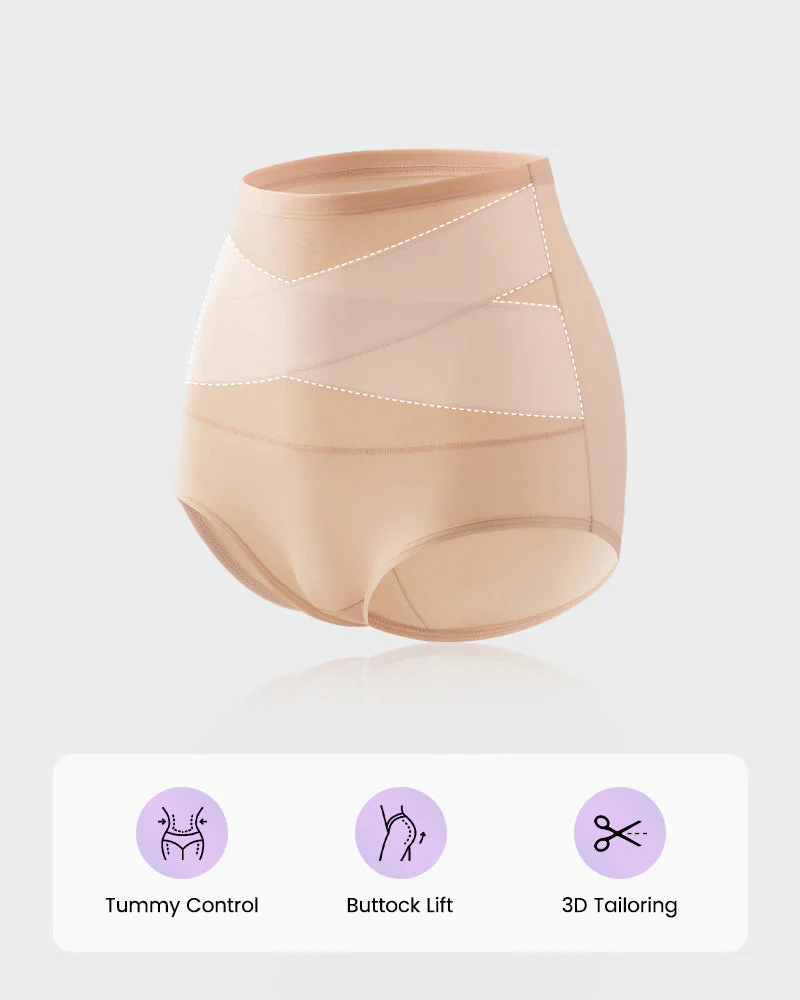 Plus-Size High-Waist Cross Tummy Control Panties (5 Pack) - Image 12