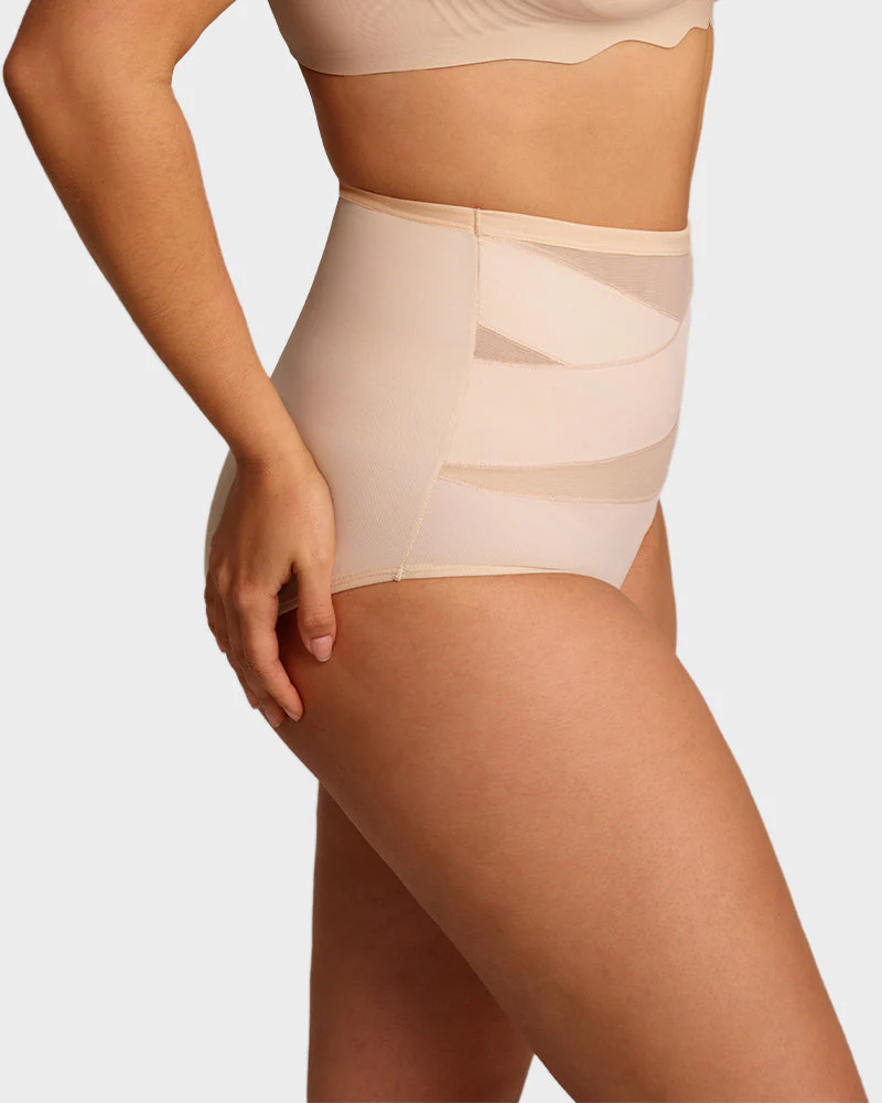 Plus-Size High-Waist Cross Tummy Control Panties (5 Pack) - Image 3