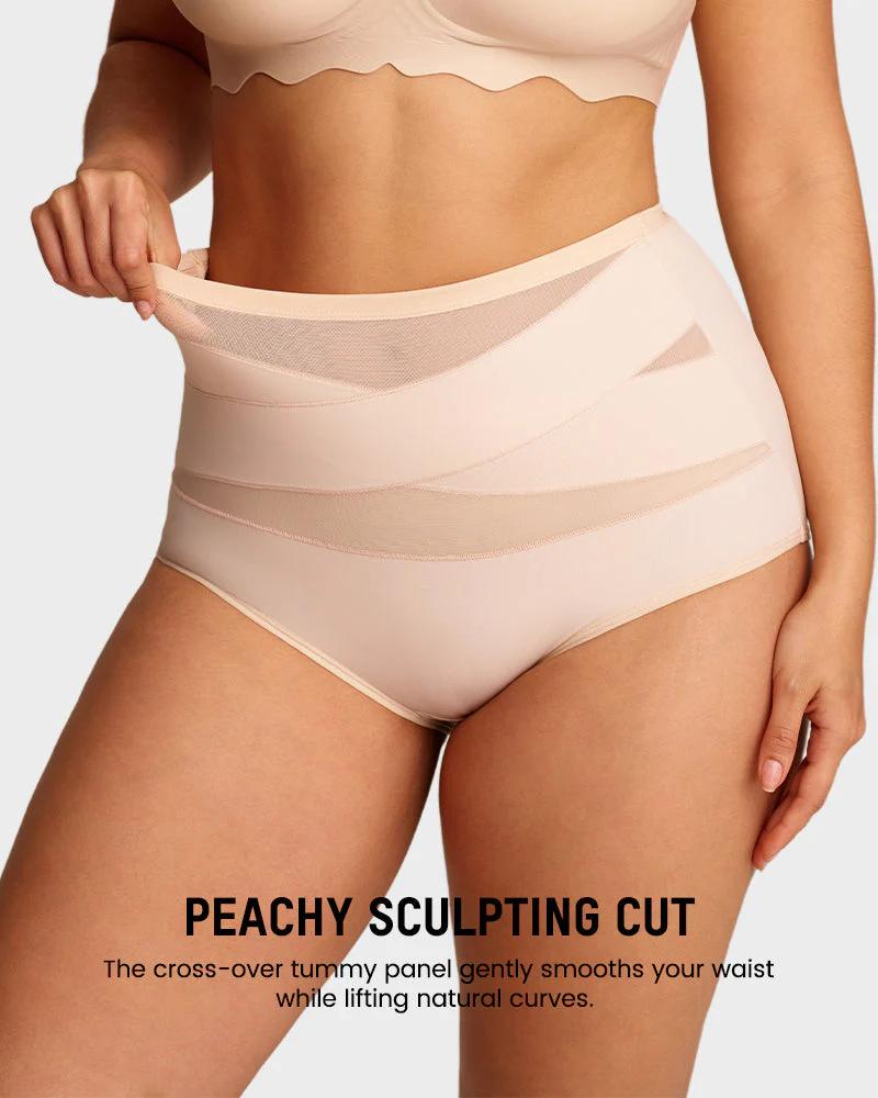Plus-Size High-Waist Cross Tummy Control Panties (5 Pack) - Image 4