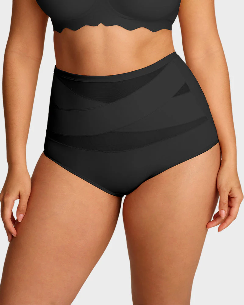 Plus-Size High-Waist Cross Tummy Control Panties (5 Pack) - Image 5