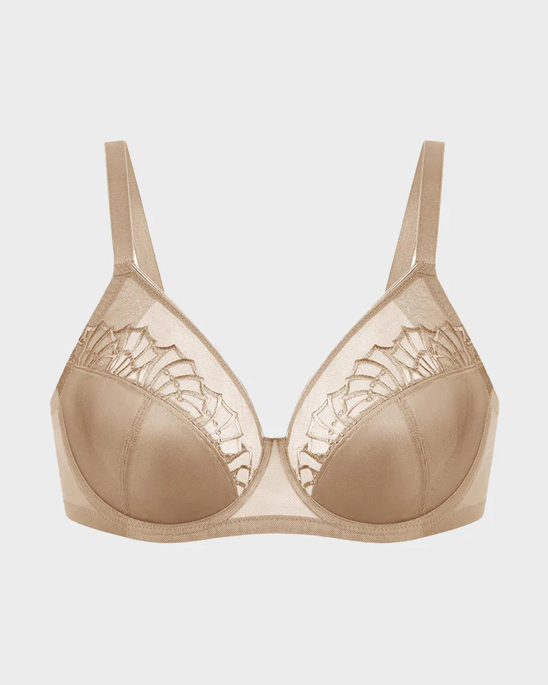 Plus-Size Pearl Shimmer Lace Minimizer Bra - Image 3