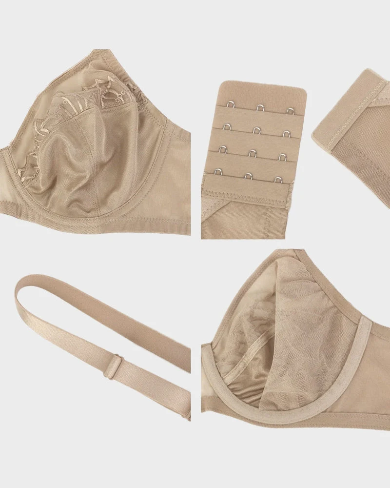 Plus-Size Pearl Shimmer Lace Minimizer Bra - Image 4