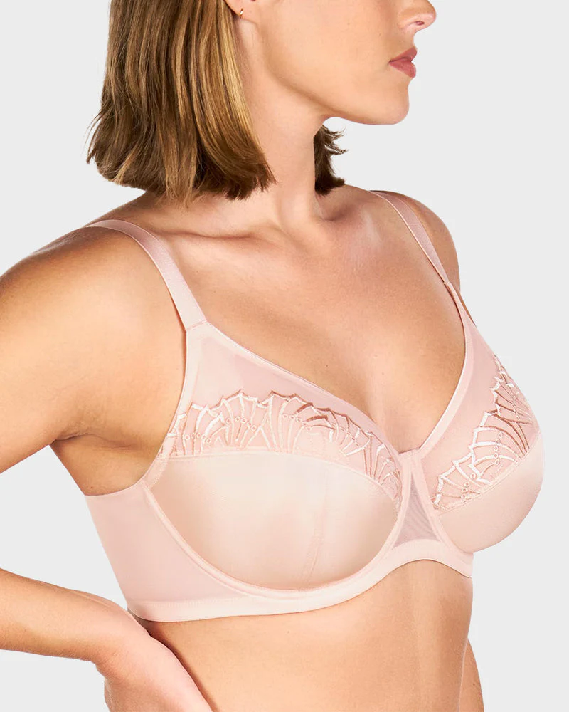 Plus-Size Pearl Shimmer Lace Minimizer Bra - Image 7