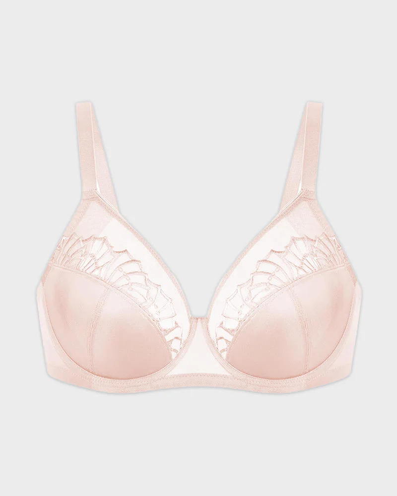 Plus-Size Pearl Shimmer Lace Minimizer Bra - Image 9