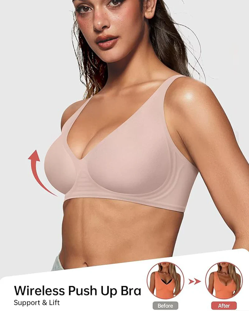 Seamless Deep V Push-Up Wireless Bra - Image 12