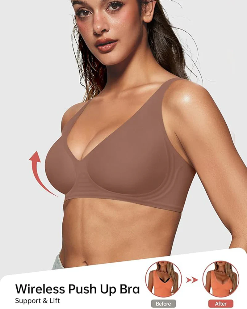 Seamless Deep V Push-Up Wireless Bra - Image 7