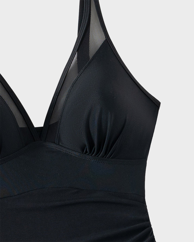 Slimming Mesh Sheer Sarong Wraps Bathing Suit - Image 31