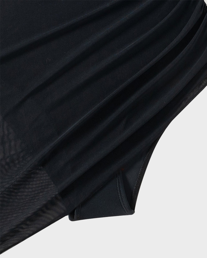 Slimming Mesh Sheer Sarong Wraps Bathing Suit - Image 32