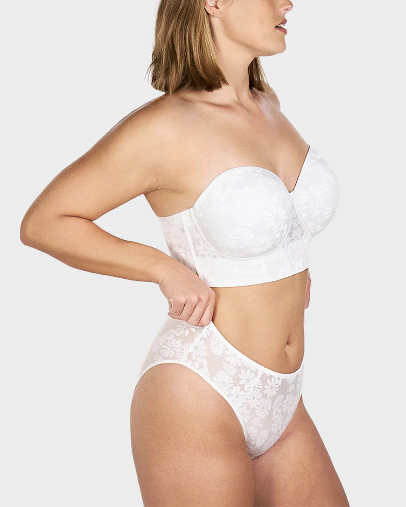 Smooth Lace Longline Strapless Underwire Bra - Image 11