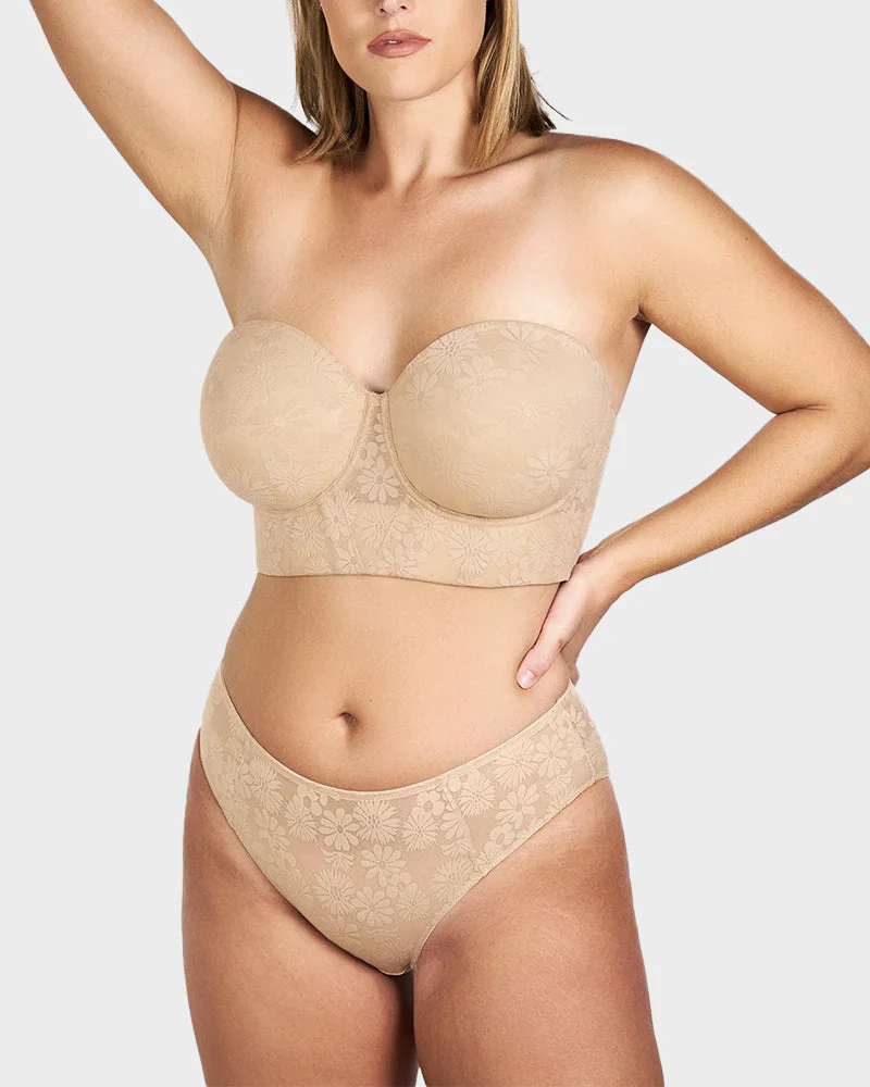 Smooth Lace Longline Strapless Underwire Bra - Image 6