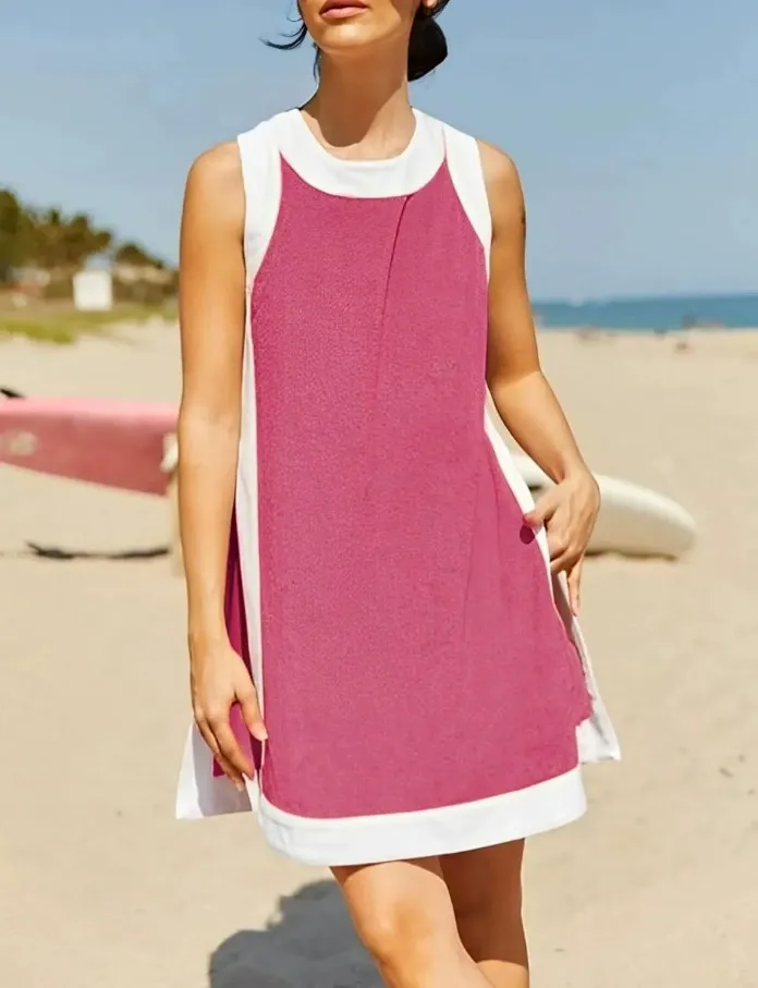 Women's Casual Color Block Sleeveless Tops Matching Shorts with Pockets - Image 8