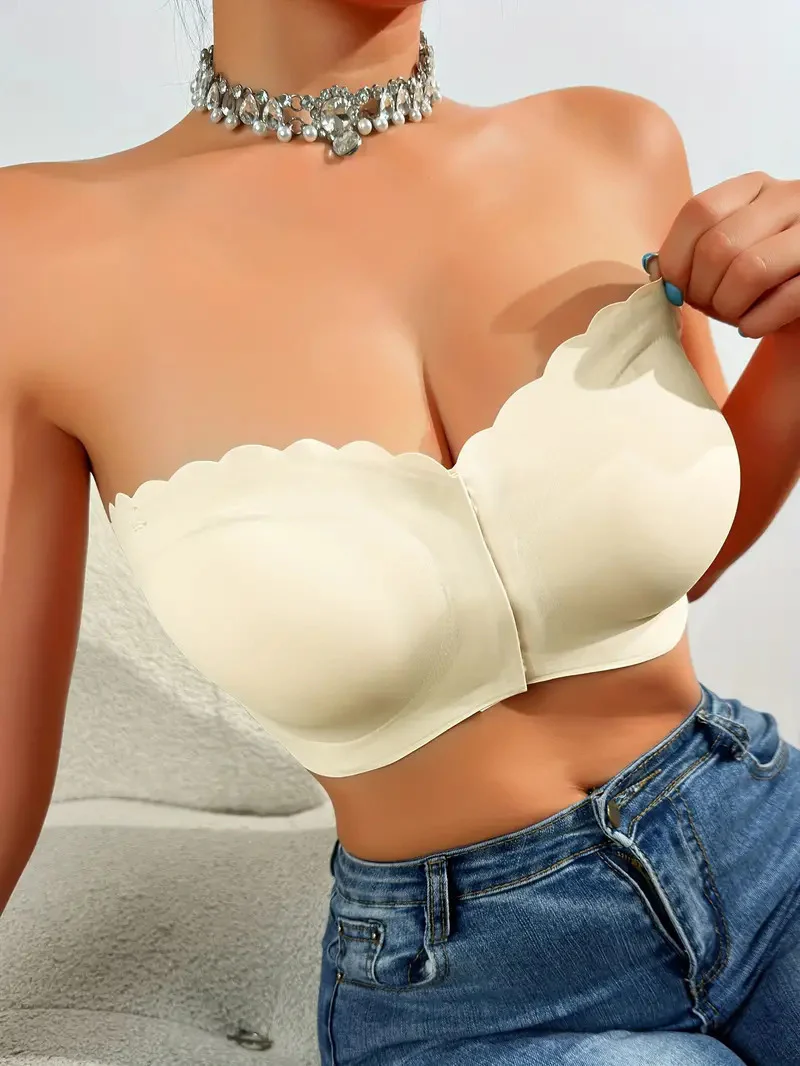 Wavy Trim Seamless Tube Top Bralette - Image 12