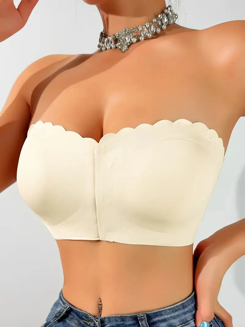 Wavy Trim Seamless Tube Top Bralette - Image 13