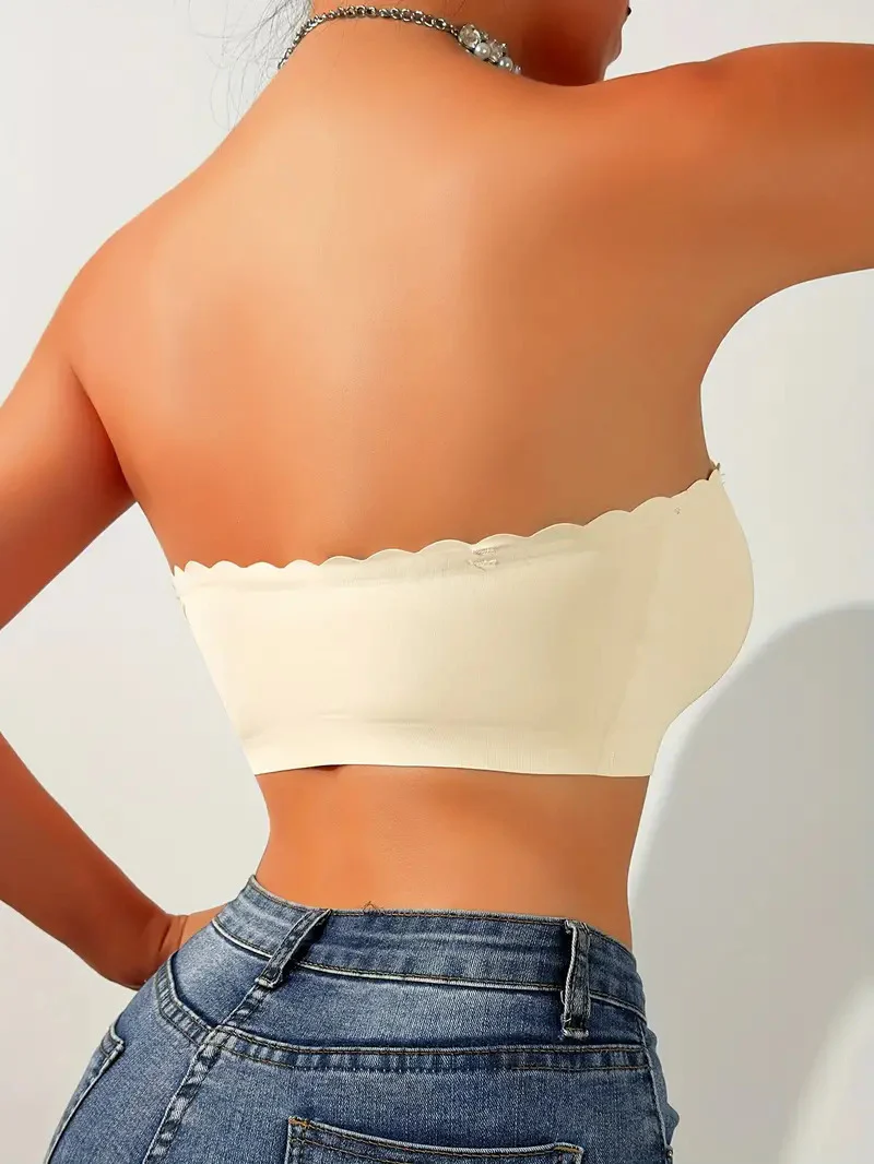 Wavy Trim Seamless Tube Top Bralette - Image 14