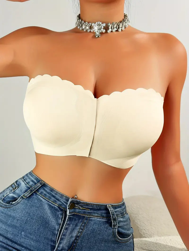 Wavy Trim Seamless Tube Top Bralette - Image 15