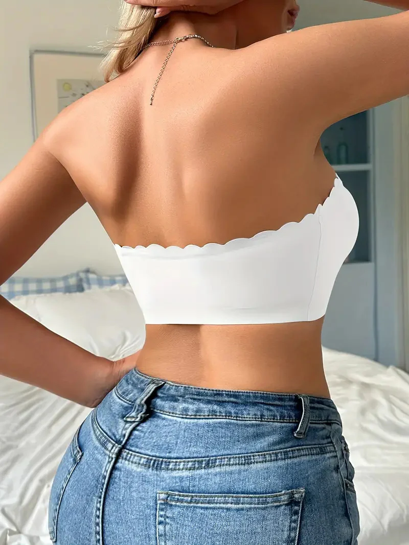 Wavy Trim Seamless Tube Top Bralette - Image 9