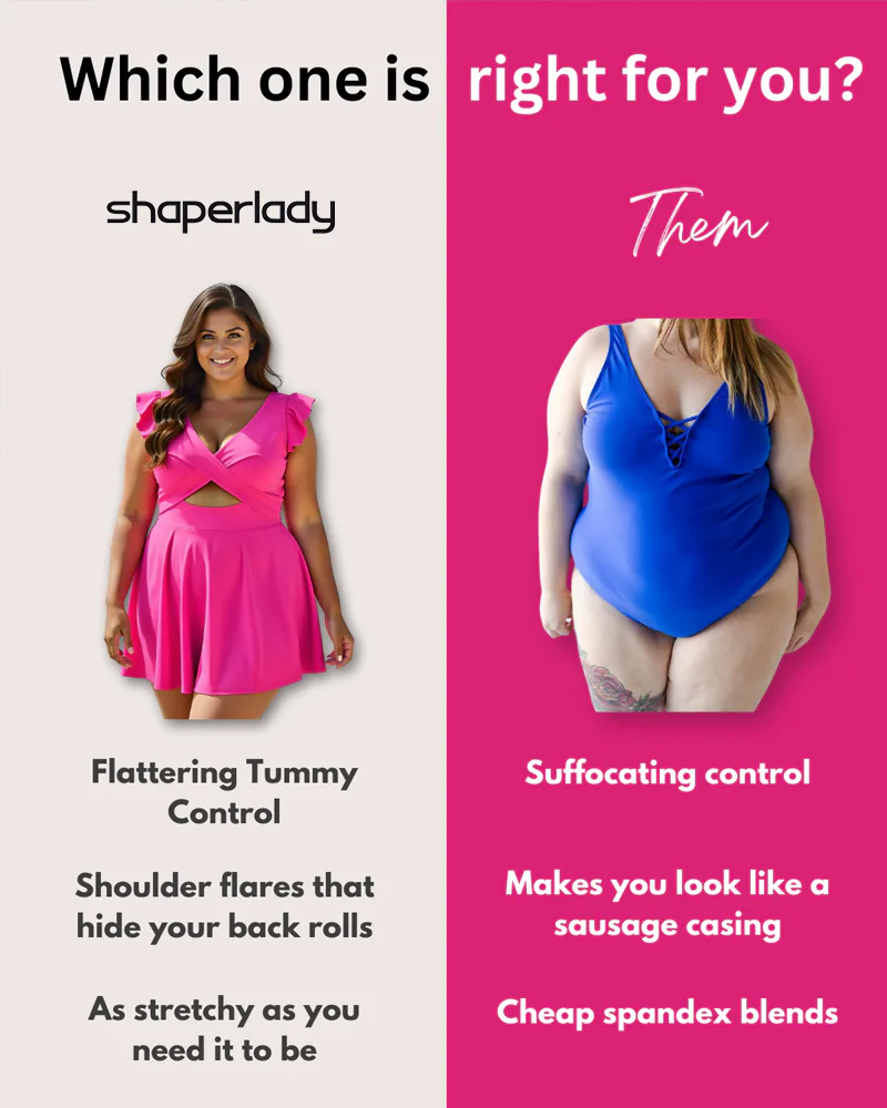 Women's One Piece Tummy Control Swimsuit Ruffle Cutout Swimdress - Image 3