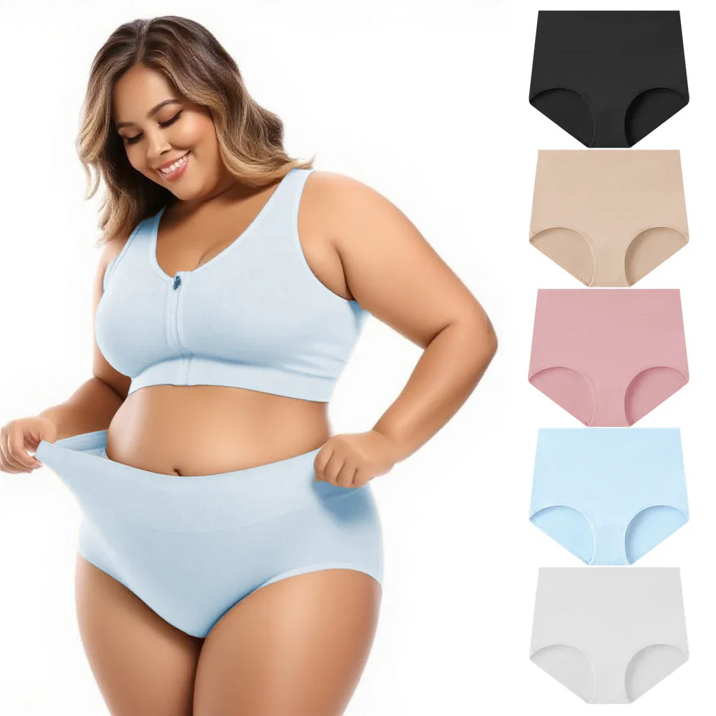 Women's Plus Size Cotton High Waisted Briefs - Image 16