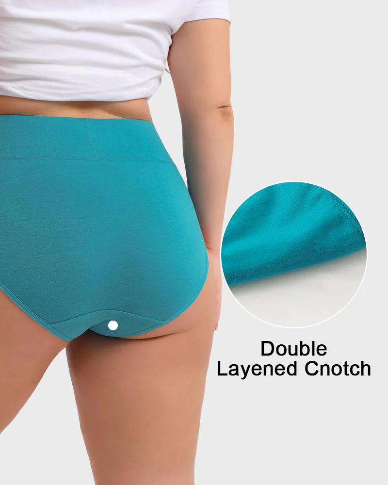 Women's Plus Size Cotton High Waisted Briefs - Image 3