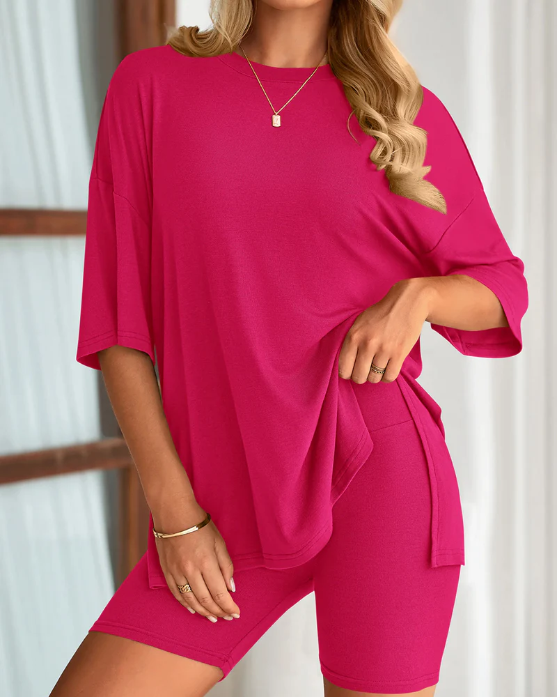 Women's Summer Two-Piece Set Split Hem Lounge - Image 10