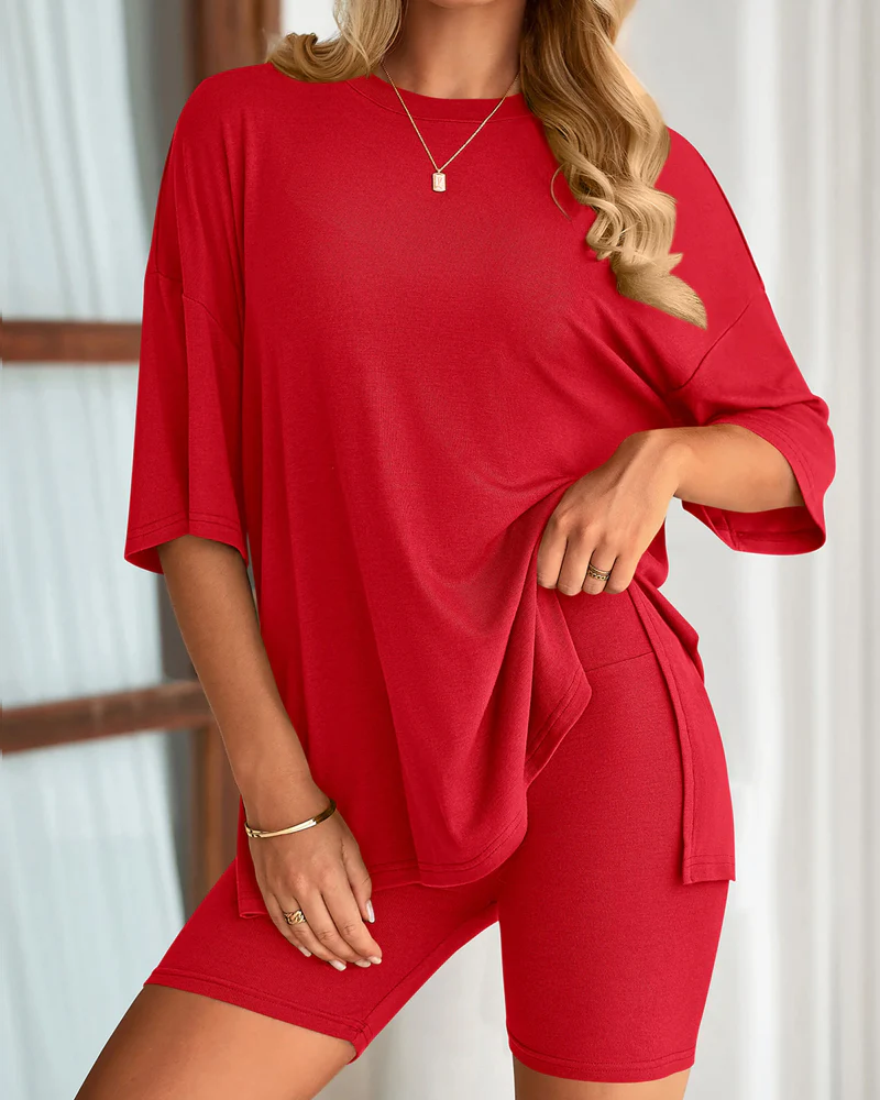Women's Summer Two-Piece Set Split Hem Lounge - Image 5